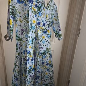 Floral Blue and Yellow Women's Dress